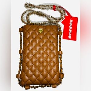 Montana West‎ Quilted Cell Phone Crossbody Bag NWT Tan purse
